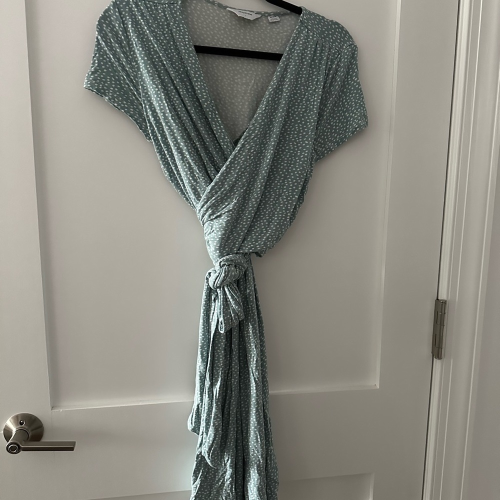 Seraphine Mint Polka Dot Dress - maternity